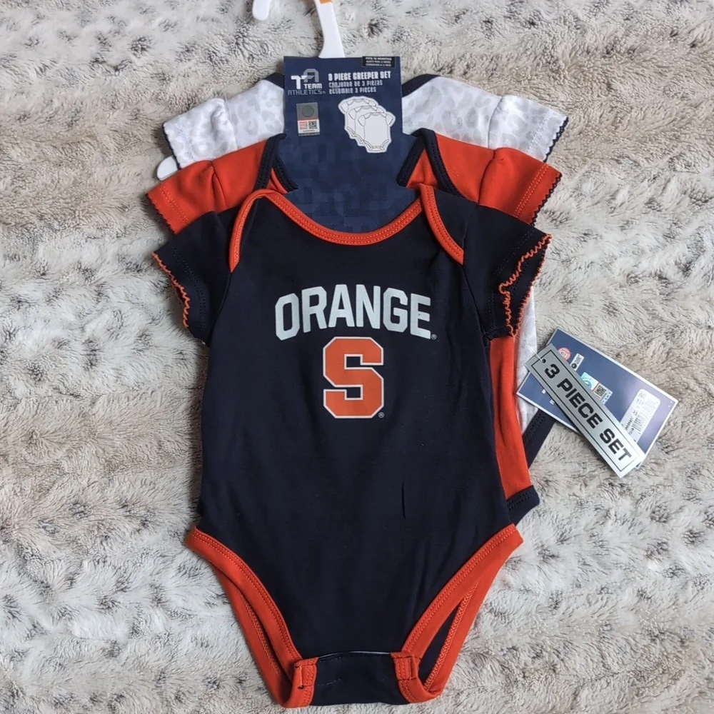 Syracuse Orange Girl's Officially Licensed Leopard Print 3 Piece Creeper…